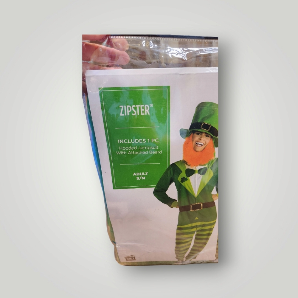 St. Patrick s Day Zipster Green Fits Small Medium Hooded Jumpsuit - Picture 3 of 7